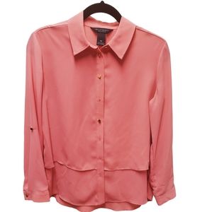 Investment Petite PS Blouse Long Sleeve Golden Button Accent.